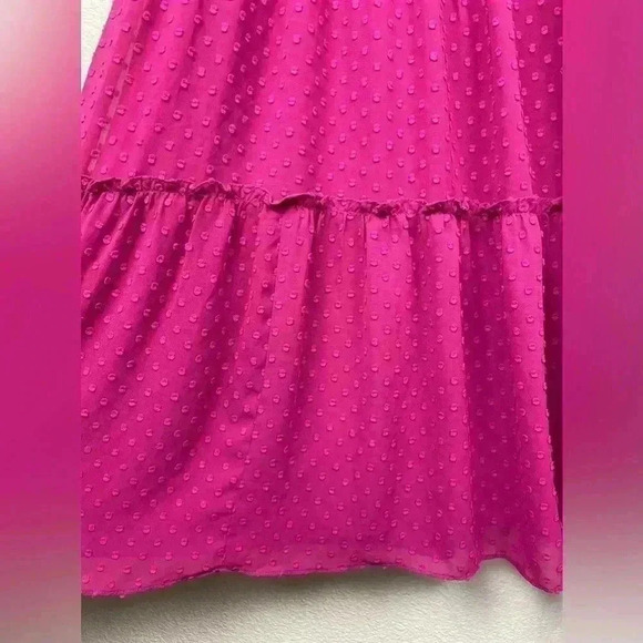 J.CREW Women's 12 Tiered Long-Sleeve Midi Dress Swiss Dot Berry Pink - Picture 9 of 12